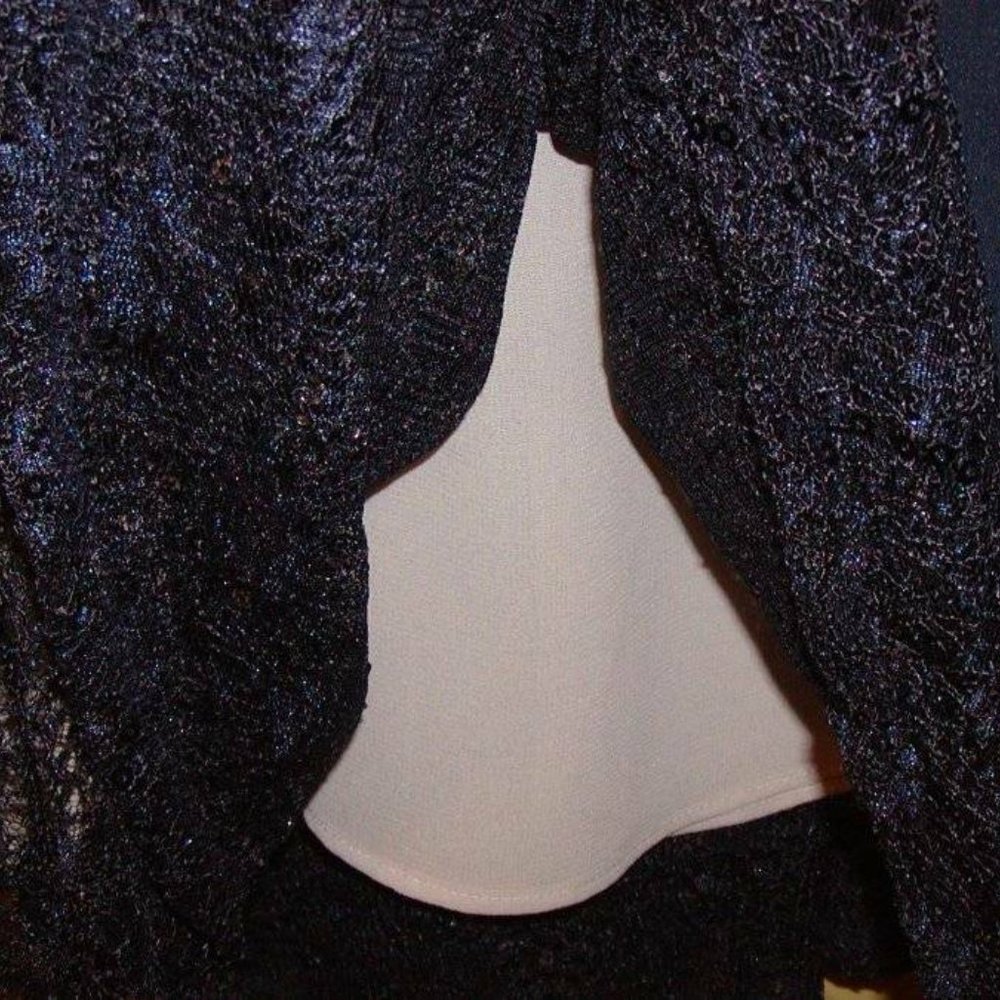 JULIAN TAYLOR WOMENS NAVY SEQUIN FIT FLARE A-LINE OVERLAY DRESS SZ 12 NWT! - Picture 9 of 9
